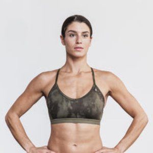 No Bull Tie-Dye Matte V-Neck Sports Bra - Army & Graphite / SMALL